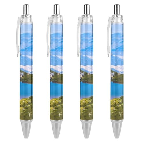 TopZeDeals Bulgarien Bezbog Lake Landscape Kugelschreiber, 0,5 mm, feine Spitze, einziehbare Kugelschreiber, flexibel, Rundschaft, Arbeitsstift, 4 Stück von TopZeDeals