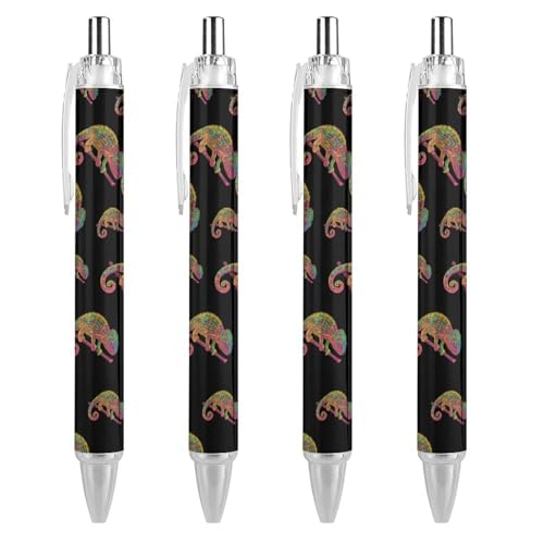 TopZeDeals Chamäleon Kugelschreiber, Regenbogenfarben, 0,5 mm, feine Spitze, einziehbar, flexibel, runder Schaft, Arbeitsstift, 4 Stück von TopZeDeals