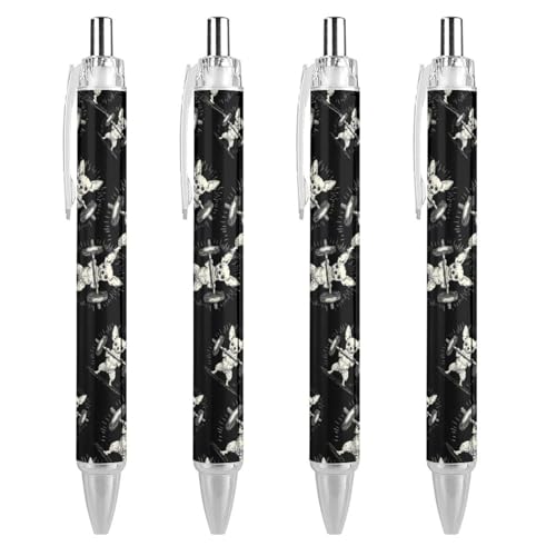 TopZeDeals Chihuahua Hund Gewichtheben Fitness Kugelschreiber 0,5 mm feine Spitze Stift einziehbare Kugelschreiber flexibel Rundschaft Arbeitsstift 4 Stück von TopZeDeals