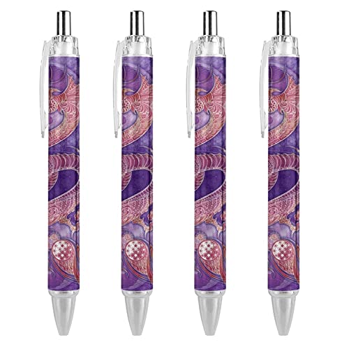 TopZeDeals Chinesischer Drache, einziehbarer Kugelschreiber, blaue Tinte, Kugelschreiber, Arbeitsstift für Männer und Frauen, 4 Stück von TopZeDeals