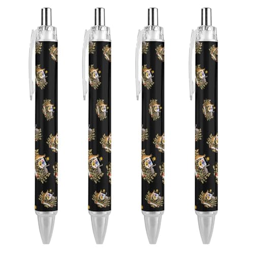 TopZeDeals Coat of Arms of Australia Kugelschreiber, 0,5 mm, feine Spitze, einziehbare Kugelschreiber, flexibel, runder Schaft, Arbeitsstift, 4 Stück von TopZeDeals