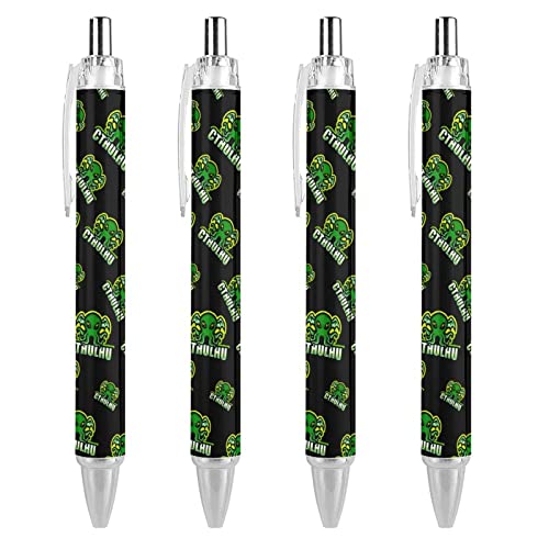 TopZeDeals Cthulhu Kugelschreiber, einziehbar, 0,5 mm, feine Spitze, schnelltrocknend, glattes Schreiben, 4 Stück von TopZeDeals
