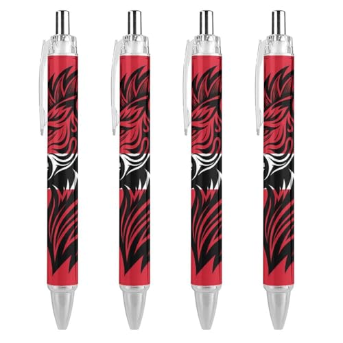 TopZeDeals Dänemark-Kugelschreiber mit dänischer Flagge, Löwe, 0,5 mm, feine Spitze, einziehbare Kugelschreiber, flexibel, runder Schaft, Arbeitsstift, 4 Stück von TopZeDeals
