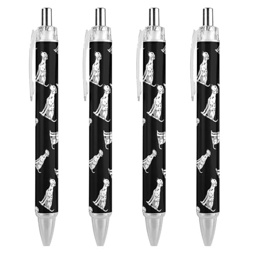 TopZeDeals Dogge Kugelschreiber, 0,5 mm, feine Spitze, einziehbare Kugelschreiber, flexibel, runder Schaft, Arbeitsstift, 4 Stück von TopZeDeals