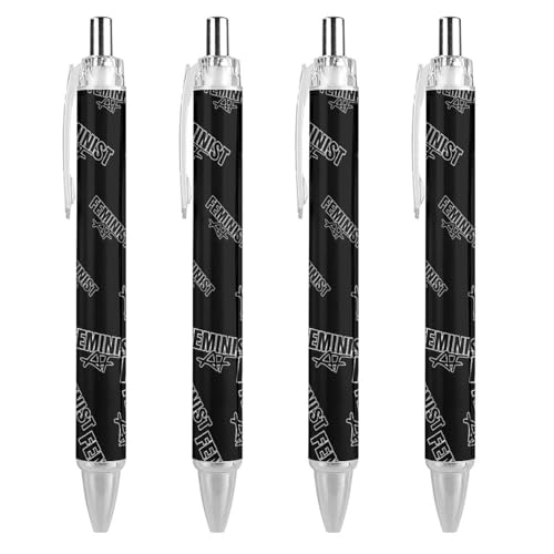 TopZeDeals Feministische Kugelschreiber, 0,5 mm, feine Spitze, einziehbare Kugelschreiber, flexibel, runder Schaft, Arbeitsstift, 4 Stück von TopZeDeals