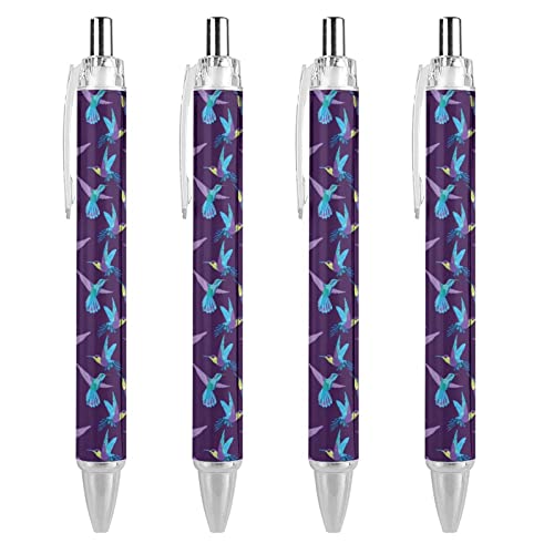 TopZeDeals Flying Hummingbird Kugelschreiber, einziehbar, 0,5 mm, feine Spitze, schnelltrocknend, glattes Schreiben, Schwarz, 4 Stück von TopZeDeals