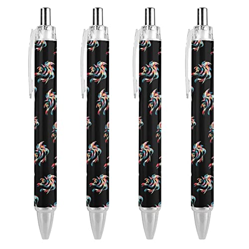 TopZeDeals Funny Farm Farmer Chicken2 Kugelschreiber, einziehbar, 0,5 mm, feine Spitze, schnelltrocknend, glattes Schreiben, Schwarz, 4 Stück von TopZeDeals