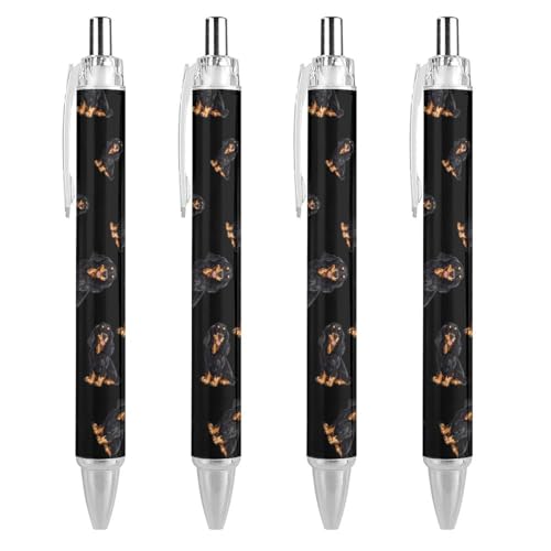 TopZeDeals Gordon Setter Hunde-Kugelschreiber, 0,5 mm, feine Spitze, einziehbare Kugelschreiber, flexibel, runder Schaft, Arbeitsstift, 4 Stück von TopZeDeals