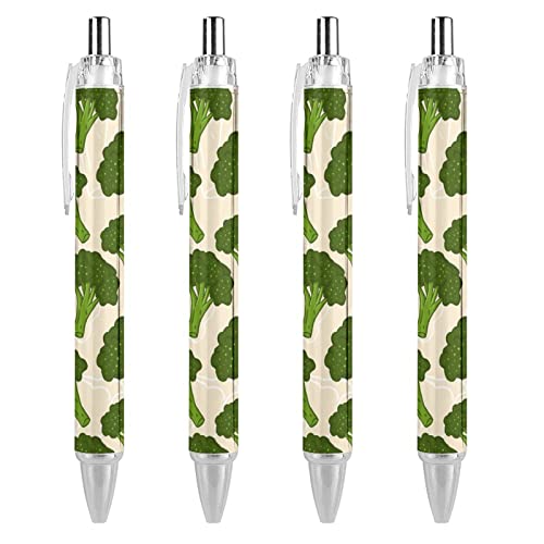 TopZeDeals Grüner Brokkoli-Kugelschreiber, glattes Schreiben, blaue Tinte, Kugelschreiber für Büro, Schule, 4 Stück von TopZeDeals