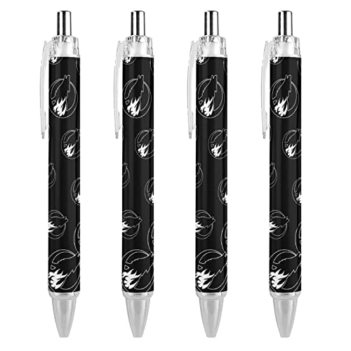 TopZeDeals Heulender Wolf, einziehbarer Kugelschreiber, 0,5 mm, feine Spitze, schnelltrocknend, glattes Schreiben, Schwarz, 4 Stück von TopZeDeals