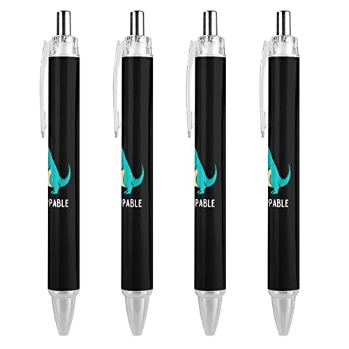 TopZeDeals I Am Unstoppable T-rex Kugelschreiber mit blauer Tinte, glattes Schreiben, Kugelschreiber für Büro, Schule, 4 Stück von TopZeDeals