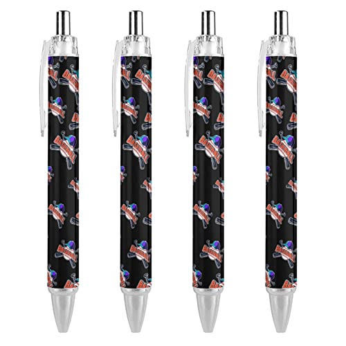 TopZeDeals I Love Baseball Kugelschreiber, einziehbar, 0,5 mm, feine Spitze, schnelltrocknend, glattes Schreiben, Schwarz, 4 Stück von TopZeDeals