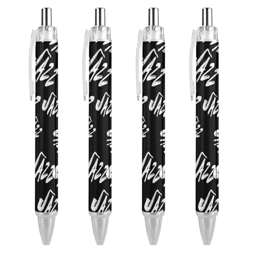 TopZeDeals Jazz Saxophon-Kugelschreiber, 0,5 mm, feine Spitze, einziehbare Kugelschreiber, flexibel, runder Schaft, Arbeitsstift, 4 Stück von TopZeDeals