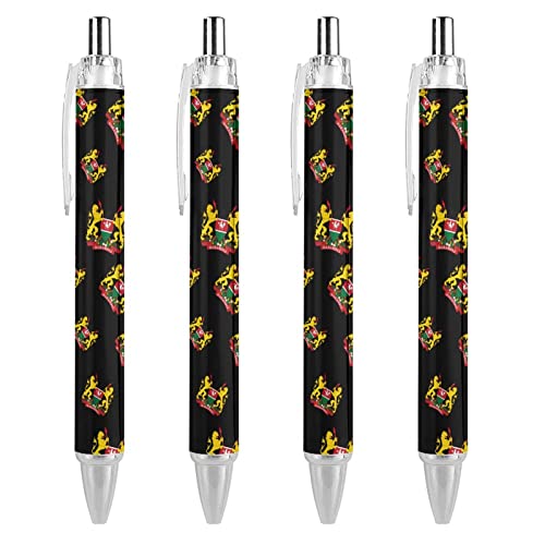 TopZeDeals Kenya Wappen-Kugelschreiber, schwarz, einziehbar, 0,5 mm, feine Spitze, schnelltrocknend, glattes Schreiben, 4 Stück von TopZeDeals