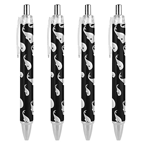 TopZeDeals Kleiner einziehbarer Kugelschreiber, 0,5 mm, feine Spitze, schnelltrocknend, glattes Schreiben, Schwarz, 4 Stück von TopZeDeals