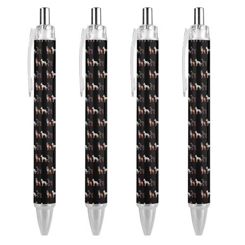 TopZeDeals Kugelschreiber, Motiv: Deutscher Schäferhund, Dalmatiner-Hund, 0,5 mm, feine Spitze, einziehbar, flexibel, runder Schaft, Arbeitsstift, 4 Stück von TopZeDeals