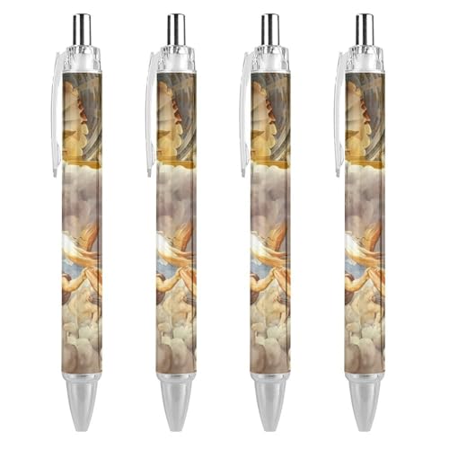 TopZeDeals Kugelschreiber, griechisch-römische Mythologie, 0,5 mm, feine Spitze, einziehbare Kugelschreiber, flexibel, runder Schaft, Arbeitsstift, 4 Stück von TopZeDeals