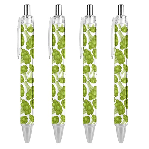 TopZeDeals Kugelschreiber mit Brokkoli-Muster, glattes Schreiben, blaue Tinte, Kugelschreiber für Büro, Schule, 4 Stück von TopZeDeals
