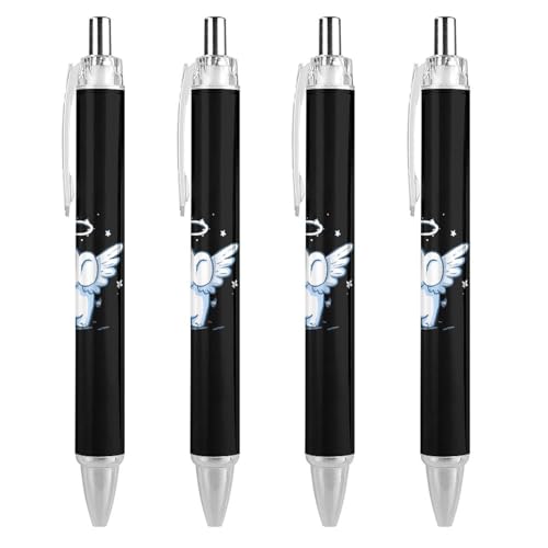 TopZeDeals Kugelschreiber mit Engel-Elefant mit Flügeln, 0,5 mm, feine Spitze, einziehbare Kugelschreiber, flexibel, runder Schaft, Arbeitsstift, 4 Stück von TopZeDeals