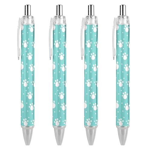 TopZeDeals Kugelschreiber mit Hundepfotenabdruck, blaue Tinte, glattes Schreiben, Kugelschreiber für Büro, Schule, 4 Stück von TopZeDeals