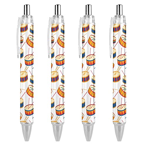 TopZeDeals Kugelschreiber mit Trommelmuster, glattes Schreiben, blaue Tinte, Kugelschreiber für Büro, Schule, 4 Stück von TopZeDeals