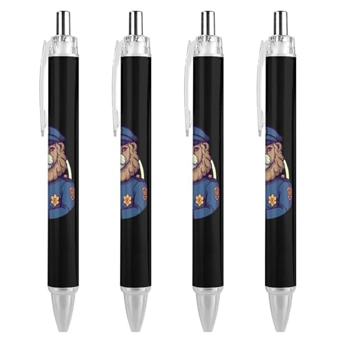 TopZeDeals Kugelschreiber mit blauer Tinte, Motiv: Polizei Löwe, glattes Schreiben, Kugelschreiber für Büro, Schule, 4 Stück von TopZeDeals