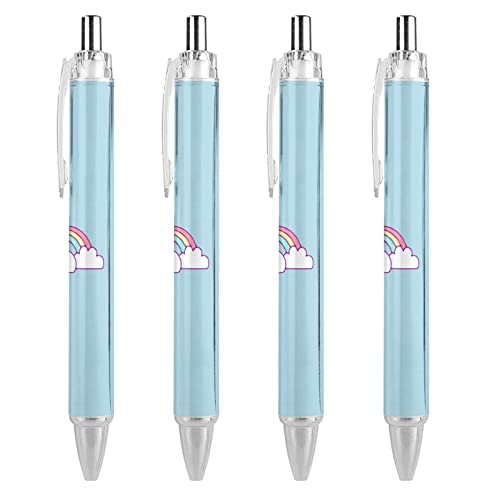 TopZeDeals Kugelschreiber mit blauer Tinte, Regenbogenwolke, glattes Schreiben, Kugelschreiber für Büro, Schule, 4 Stück von TopZeDeals
