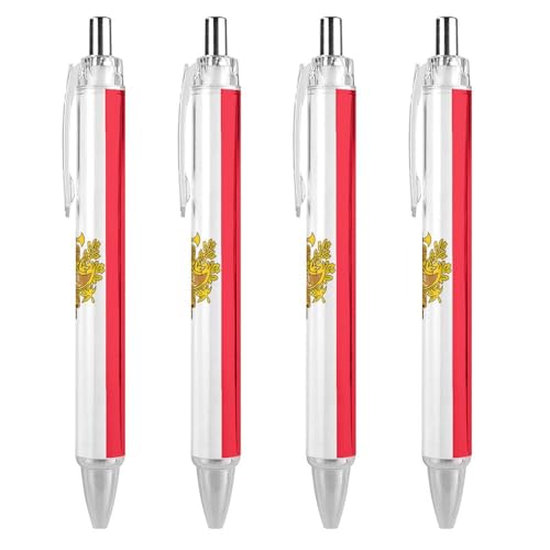 TopZeDeals Kugelschreiber mit französischer Flagge, 0,5 mm, feine Spitze, einziehbare Kugelschreiber, flexibel, runder Schaft, Arbeitsstift, 4 Stück von TopZeDeals