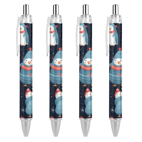 TopZeDeals Kugelschreiber mit niedlicher Pinguin-blauer Tinte, glattes Schreiben, Kugelschreiber für Büro, Schule, 4 Stück von TopZeDeals