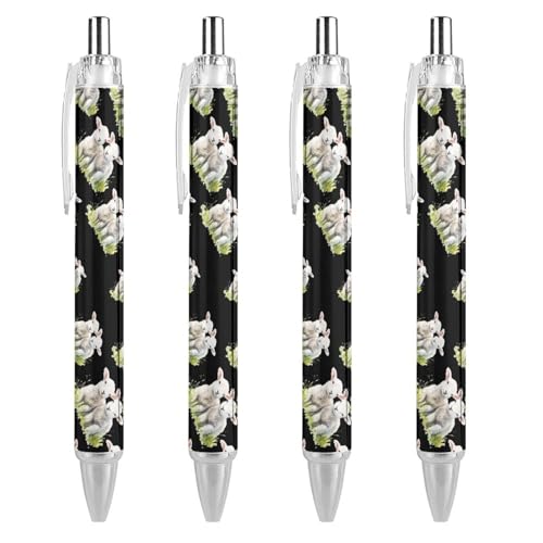 TopZeDeals Lambs Sheep in The Grass Kugelschreiber, 0,5 mm, feine Spitze, einziehbare Kugelschreiber, flexibel, runder Schaft, Arbeitsstift, 4 Stück von TopZeDeals