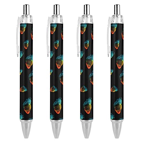 TopZeDeals Love Heart2 schwarzer einziehbarer Kugelschreiber, 0,5 mm, feine Spitze, schnelltrocknend, glattes Schreiben, 4 Stück von TopZeDeals