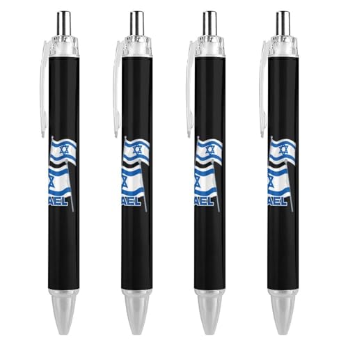 TopZeDeals Lsrael Flags Druckkugelschreiber, blaue Tinte, Kugelschreiber für Büro, Zuhause, 4 Stück von TopZeDeals