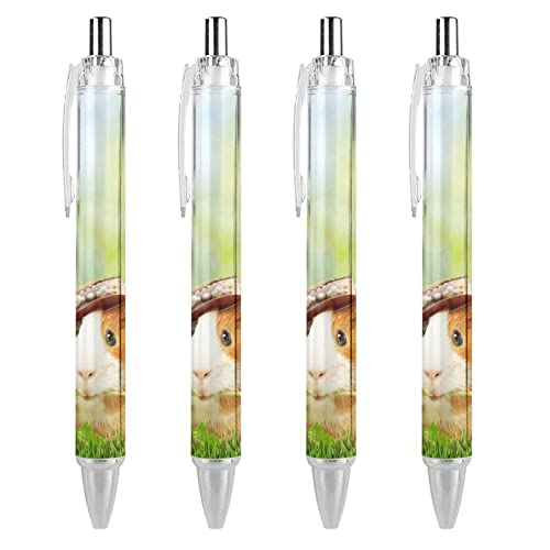 TopZeDeals Lustiger Kugelschreiber mit einziehbarer Spitze, 0,5 mm, feine Spitze, schnelltrocknend, glattes Schreiben, Schwarz, 4 Stück von TopZeDeals