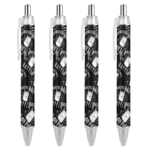 TopZeDeals Making Magic Happen Kugelschreiber, 0,5 mm, feine Spitze, einziehbare Kugelschreiber, flexibel, runder Schaft, Arbeitsstift, 4 Stück von TopZeDeals