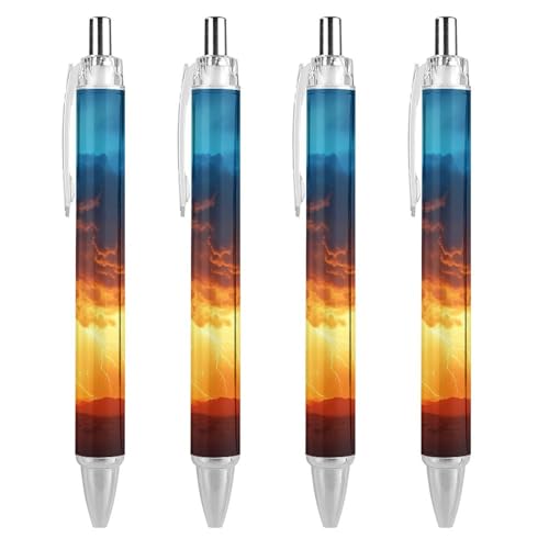 TopZeDeals Nature Tornado, einziehbarer Kugelschreiber, schwarze Tinte, 0,5 mm, glattes Schreiben, Notizen, Zubehör für Büro, 4 Stück von TopZeDeals