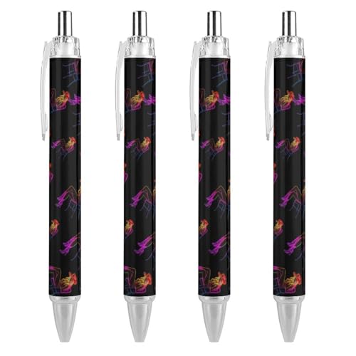 TopZeDeals Neon Cowgirl Lady Kugelschreiber, 0,5 mm, feine Spitze, einziehbare Kugelschreiber, flexibel, runder Schaft, Arbeitsstift, 4 Stück von TopZeDeals