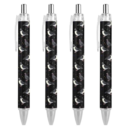TopZeDeals Niedliche Cartoon-Tauben-Kugelschreiber, einziehbar, blaue Tinte, Kugelschreiber für Büro, Zuhause, 4 Stück von TopZeDeals
