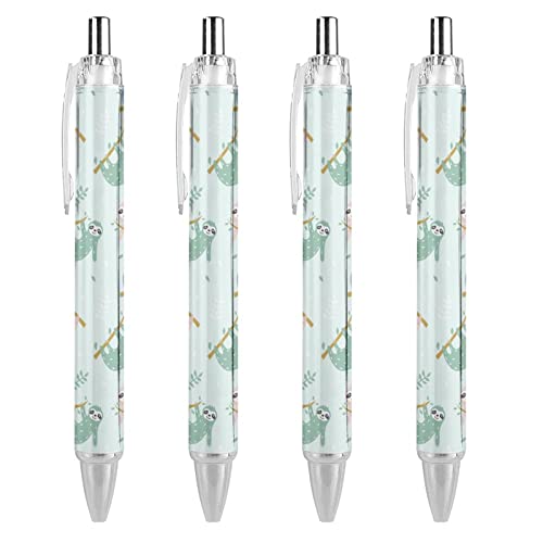 TopZeDeals Niedlicher Faultier-Kugelschreiber, 0,5 mm, feine Spitze, schnelltrocknend, glattes Schreiben, Schwarz, 4 Stück von TopZeDeals