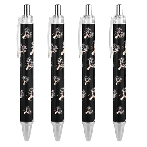 TopZeDeals Niedlicher Hirsch mit Blumengeweih, einziehbarer Kugelschreiber, schwarze Tinte, 0,5 mm, glattes Schreiben, Notizen, Zubehör für Büro, 4 Stück von TopZeDeals