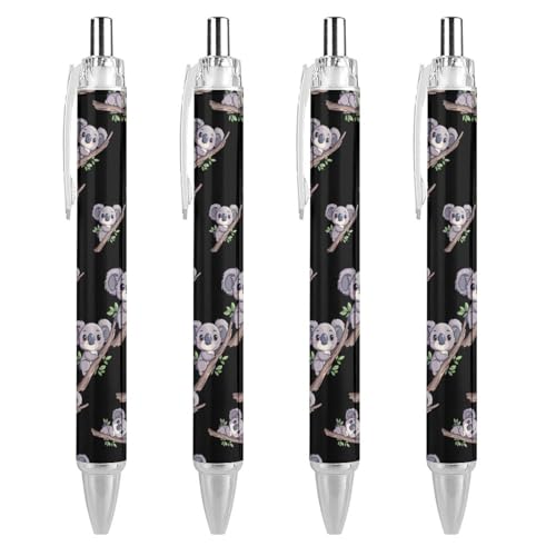 TopZeDeals Niedlicher Koala-Kletterbaum-Kugelschreiber, 0,5 mm, feine Spitze, einziehbare Kugelschreiber, flexibel, runder Schaft, Arbeitsstift, 4 Stück von TopZeDeals