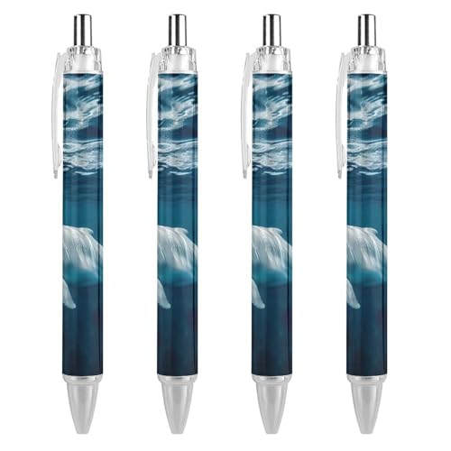TopZeDeals Ocean Animal Wal Druckkugelschreiber, blaue Tinte, Kugelschreiber für Büro, Zuhause, 4 Stück von TopZeDeals