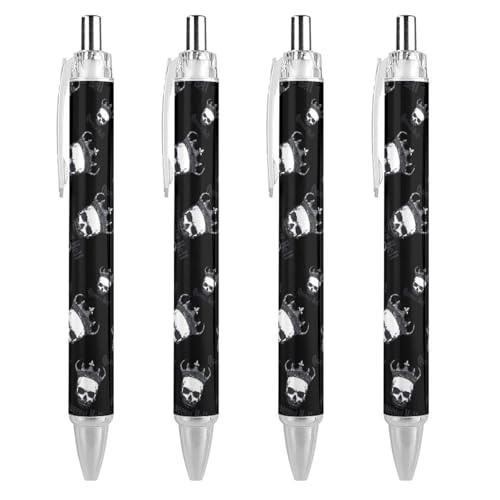 TopZeDeals Queen of Hell Kugelschreiber, 0,5 mm, feine Spitze, einziehbare Kugelschreiber, flexibel, runder Schaft, Arbeitsstift, 4 Stück von TopZeDeals