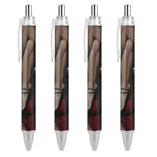 TopZeDeals Stilettos Sexy High Heels Kugelschreiber, 0,5 mm, feine Spitze, einziehbare Kugelschreiber, flexibel, runder Schaft, Arbeitsstift, 4 Stück von TopZeDeals