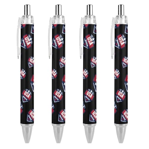 TopZeDeals U.S.A Boxing Kugelschreiber, 0,5 mm, feine Spitze, einziehbare Kugelschreiber, flexibel, runder Schaft, Arbeitsstift, 4 Stück von TopZeDeals