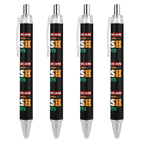 TopZeDeals U.S.A. Irish Roots Kugelschreiber, 0,5 mm, feine Spitze, einziehbare Kugelschreiber, flexibel, runder Schaft, Arbeitsstift, 4 Stück von TopZeDeals