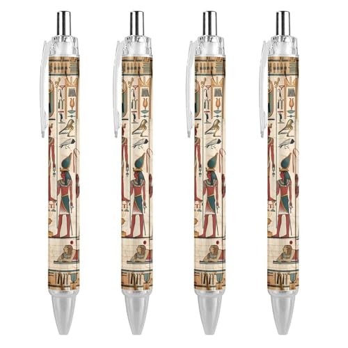 TopZeDeals Vintage Antike Ägyptische Pharao Statue Druckkugelschreiber Blaue Tinte Kugelschreiber für Büro Zuhause 4 Stück von TopZeDeals