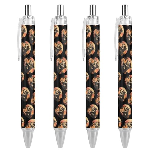 TopZeDeals Vintage Opossum Sunset Palme Kugelschreiber, 0,5 mm, feine Spitze, einziehbare Kugelschreiber, flexibel, runder Schaft, Arbeitsstift, 4 Stück von TopZeDeals