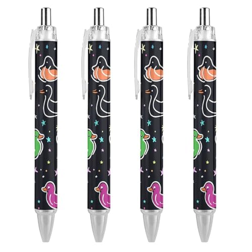 TopZeDeals Y2k Star Gummienten-Kugelschreiber, 0,5 mm, feine Spitze, einziehbare Kugelschreiber, flexibel, runder Schaft, Arbeitsstift, 4 Stück von TopZeDeals