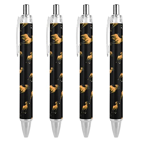 Yellow Horse Kugelschreiber, einziehbar, 0,5 mm, feine Spitze, schnelltrocknend, glattes Schreiben, 4 Stück von TopZeDeals