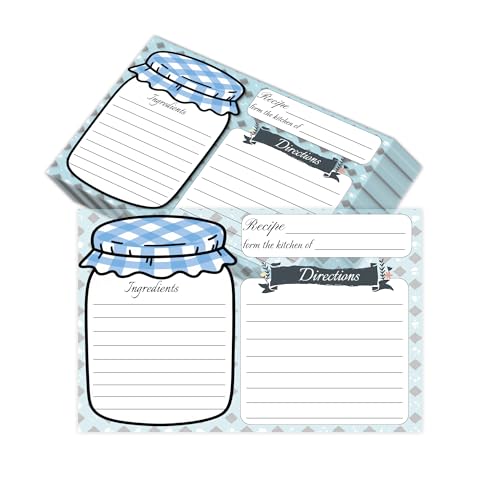 Mason Jar Rezeptkarten, 10,2 x 15,2 cm, doppelseitige Karten, blanko, dicker Karton, Karte für Rezepte, Küchentagebücher, Brautparty, Bankett, Vorbereitung, 50 Stück pro Packung Mason Jar Rezeptkarten, 10,2 x 15,2 cm, doppelseitige Karten, blanko, dicker Karton, Karte für Rezepte, Küchentagebücher, Brautparty, Bankett, Vorbereitung, 50 Stück pro Packung von Topabel